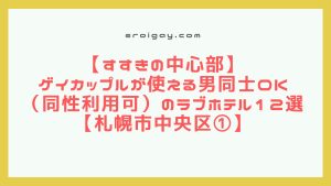 【すすきの中心部】ゲイカップルが使える男同士OK（同性利用可）のラブホテル12選【札幌市中央区①】